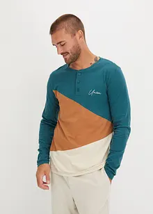 Langermet Henley-shirt i økologisk bomull, Slim Fit, bonprix