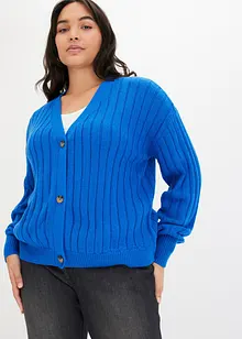 Kort ribbestrikket cardigan, bonprix