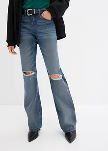 Bootcut-jeans med belte (todelt sett), bonprix