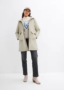 Vid vinterparkas med hette og teddyfôr, bonprix