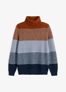 Genser med bomull, colorblocking og høy hals, bonprix