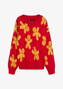 Oversized, finstrikket genser med rund hals, bonprix