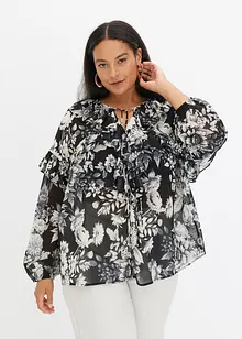 Bluse med volanger, bonprix