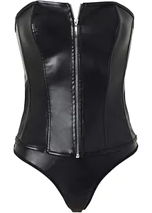 Korsett + stringtruse i imitert skinn (2-delt sett), bonprix