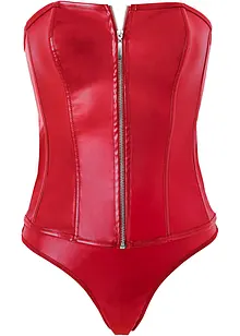 Korsett + stringtruse i imitert skinn (2-delt sett), bonprix