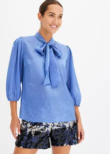 Bluse med sløyfe i materiale med glans, bonprix