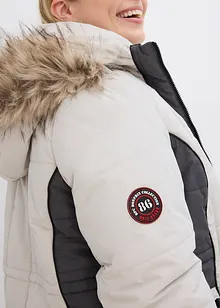 Lang jakke i vannavvisende materiale med fuskepels, bonprix