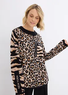 Genser med leopard-print, bonprix