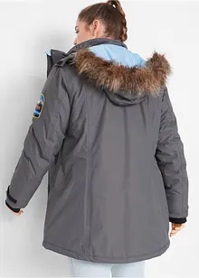 Lang jakke med hette og mange funksjoner, vannavvisende, bonprix