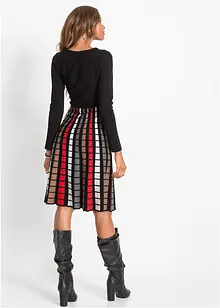 Strikket kjole med rutemønster, bonprix