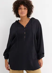 Musselin-bluse med hette, bonprix