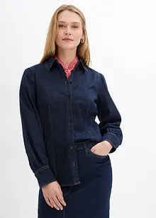 Jeansbluse med ballongermer, bonprix