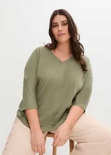 Topp av økologisk bomull, 3/4-lang arm, bonprix