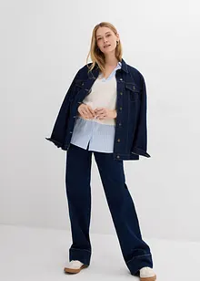 Genser i finstrikk med bluse-innfelling, bonprix