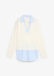 Genser i finstrikk med bluse-innfelling, bonprix