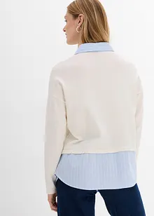 Genser i finstrikk med bluse-innfelling, bonprix