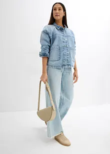 Wide Leg-jeans, Mid Waist, Low Stretch frynser, bonprix