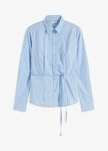 Bluse med stripemønster og smalt knytebelte, bonprix