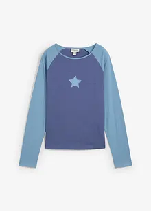 Langermet, tofarget topp med broderi, bonprix