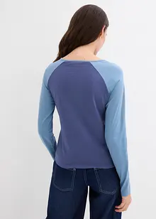 Langermet, tofarget topp med broderi, bonprix
