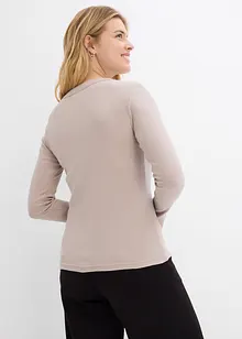 Ribbestrikket topp med økologisk bomull og lange ermer (2-pack), bonprix