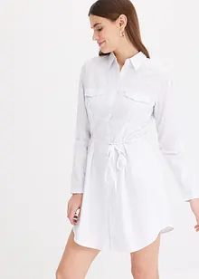 Stripete skjortekjole i poplin, bonprix