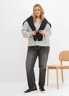 Oversized topp med stripemønster i økologisk bomull, bonprix