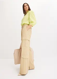 Bluse med lengre bakstykke og ballongermer, bonprix