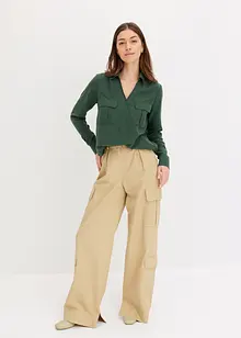 Skjortebluse i omslagslook, bonprix