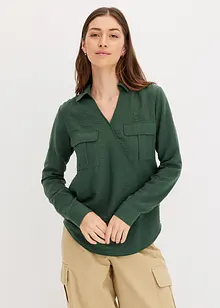 Skjortebluse i omslagslook, bonprix