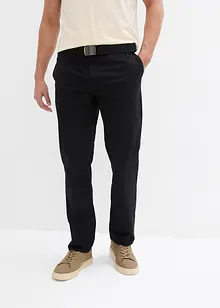 Regular Fit-chinos med belte og stretch, Straight, bonprix