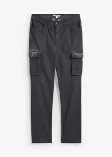Cargobukse med stretch i vasket look, Straight, bonprix