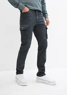 Cargobukse med stretch i vasket look, Straight, bonprix