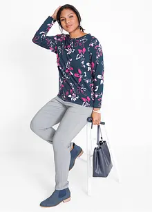 Langermet topp med blomstertrykk, bonprix