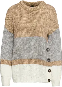 Oversized, stripet genser med knapper, bonprix