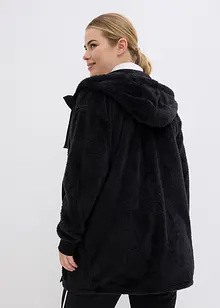 Loungewear langermet fleece-kosejakke med hette, bonprix