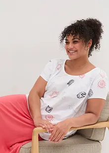 T-skjorte med print og rund hals av økologisk bomull, bonprix