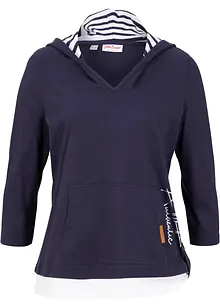 Hettegenser i 100% bomull med 3/4-lange ermer, bonprix