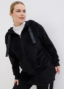 Loungewear langermet fleece-kosejakke med hette, bonprix