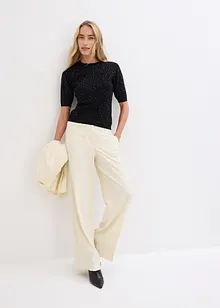 Finstrikket, kortermet genser med strass, bonprix