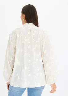Lett transparent bluse med blomsterapplikasjon, bonprix