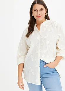 Lett transparent bluse med blomsterapplikasjon, bonprix