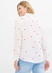 Musselin-bluse med hjertemønster, bonprix