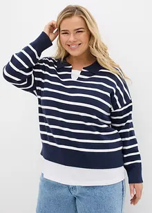 Oversized genser i viskosemiks med stripemønster, bonprix