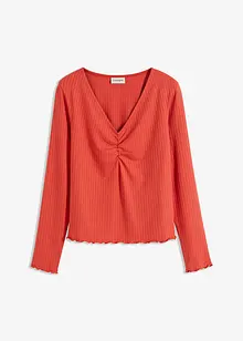 Ribbet topp med V-hals, bonprix