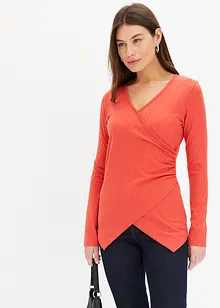 Ribbet topp i omslagsstil, bonprix