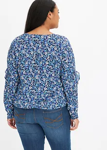 Mønstret bluse med volang, bonprix