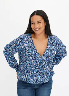 Mønstret bluse med volang, bonprix
