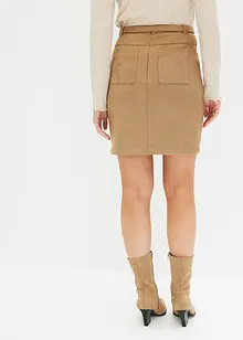 Skjørt i imitert semsket skinn med belte, bonprix