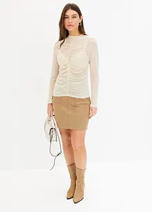 Skjørt i imitert semsket skinn med belte, bonprix